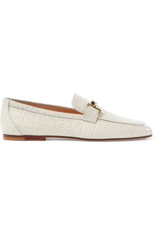 Tod's + Embellished Croc-Effect Leather Loafers