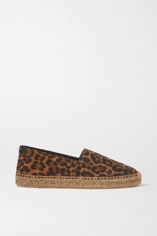 Saint Laurent + Leopard-Print Suede Espadrilles