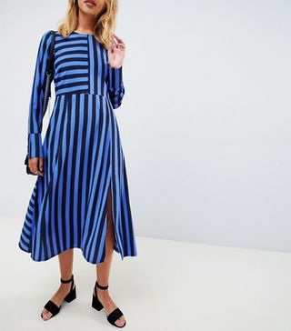 ASOS + Midi Dress in Cut About Stripe