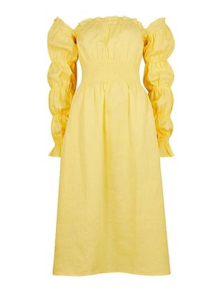 Sleeper + Michelin Yellow Linen Midi Dress