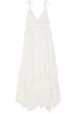 Ulla Johnson + Ruffled Lace-Trimmed Cotton-Crepon Maxi Dress
