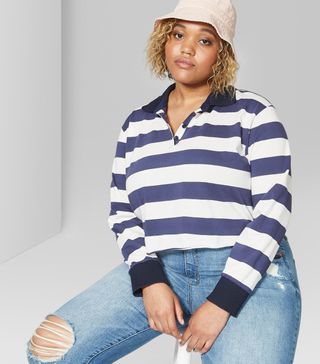 Wild Fable + Rugby Striped Long Sleeve Polo Shirt