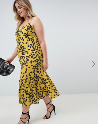 ASOS + Leopard Print Pephem Midi Slip Dress