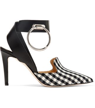 Monse + Embellished Leather And Gingham Twill Pumps