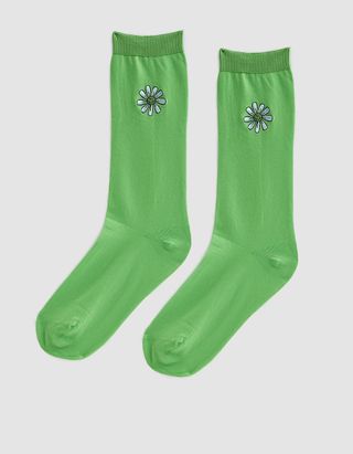 Ganni + Classon Embroidery Socks in Classic Green