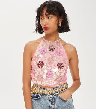 Topshop + Floral Halter Neck Cami Top