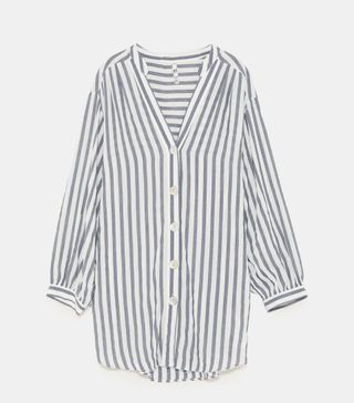 Zara + Long Striped Shirt Dress