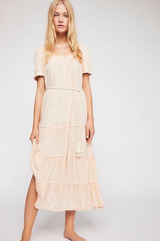 Free People + Put a Spell on You Midi Dress in Almond