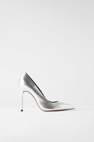 Zara + Metallic Leather High Heeled Shoes