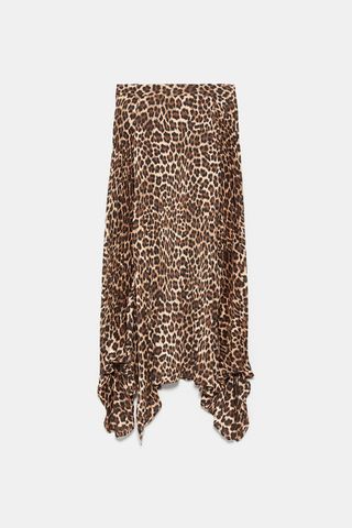 Zara + Animal Print Pleated Skirt