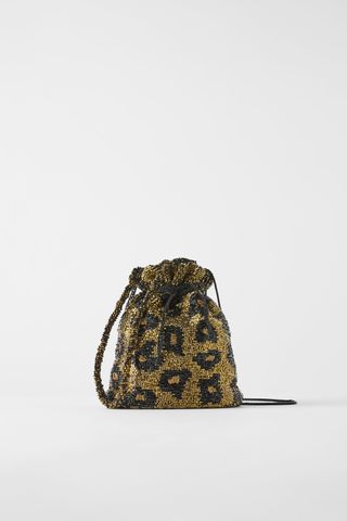 Zara + Beaded Bucket Bag