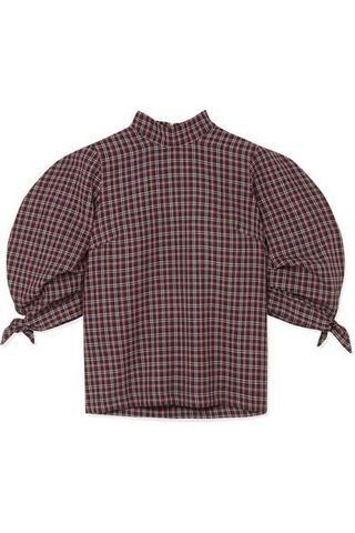 Paper London + Rose Checked Wool-Blend Top