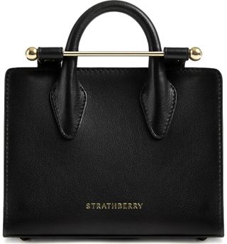 Strathberry + Nano Leather Tote in Black