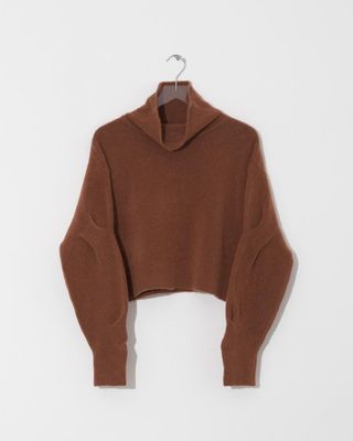 T by Alexander Wang + Camel Chunky Wool Cropped Sweater