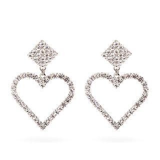 Alessandra Rich + Crystal-Embellished Heart Earrings