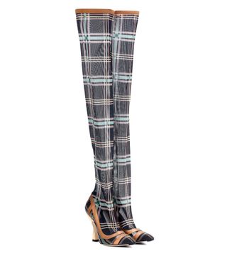 Fendi + Over-the-Knee Plaid Boots