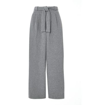 Leset + Sienna Belted Wool-Blend Wide-Leg Pants