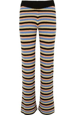 The Elder Statesman + Striped Cashmere Flared Pants