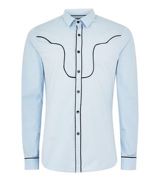 Topman + Light Blue Western Long-Sleeved Shirt