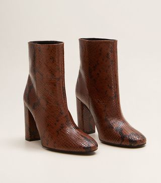 Mango + Snake Leather Ankle Boots