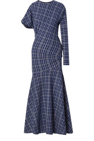 Calvin Klein 205W39NYC + Asymmetric Prince of Wales Checked Cady Maxi Dress