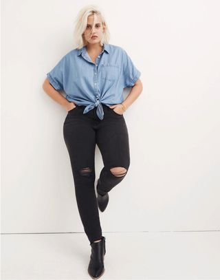 Madewell + Curvy High-Rise Skinny Jeans in Black Sea
