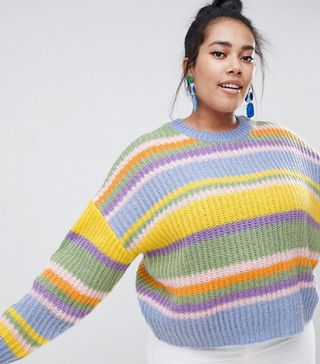 ASOS Curve + Cropped Sweater in Stripe