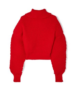 A.W.A.K.E. + Cropped Oversized Wool Turtleneck Sweater