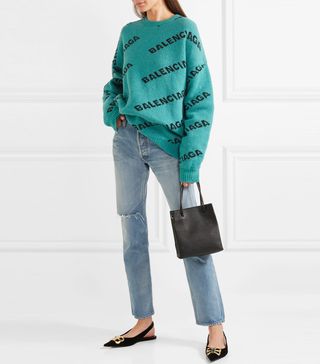 Balenciaga + Oversized Intarsia Wool-Blend Sweater
