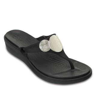 Crocs + Sanrah Embellished Flip Wedge Sandals