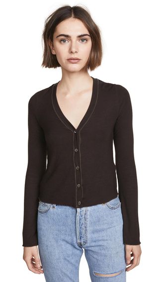 Three Dots + Cropped Cardigan with Flared Sleeves