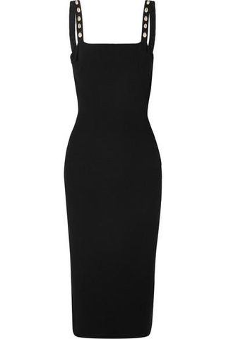 Staud + Rio Shell-Embellished Ribbed Cotton Midi Dress