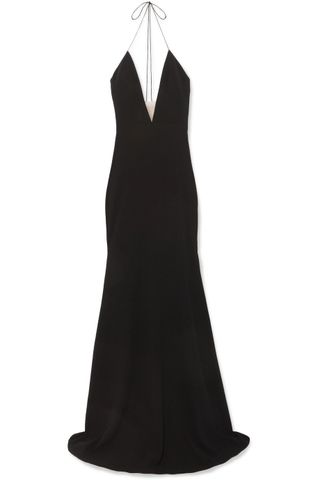 Alex Perry + Rae Tulle-Trimmed Cady Halterneck Gown