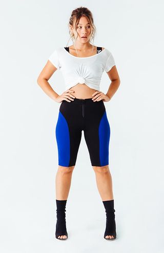 Serena + Contor Me Moto Shorts in Blue