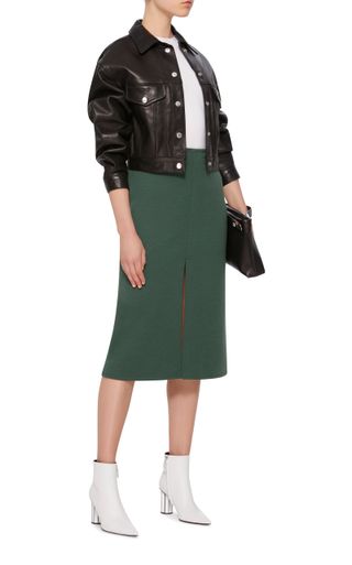 Courrèges + Iconic Front Split Wool Midi Skirt