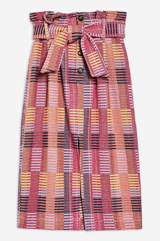 Topshop + Petite Multicolour Jacquard Midi Skirt