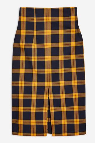 Topshop + Check Pencil Midi Skirt
