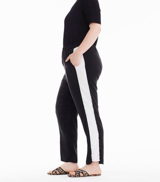 Universal Standard for J.Crew + Stripe-Inset Cupro Pants