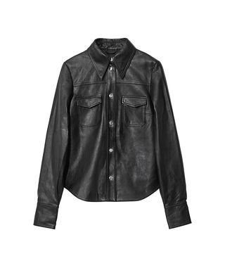 H&M + Leather Shirt Black