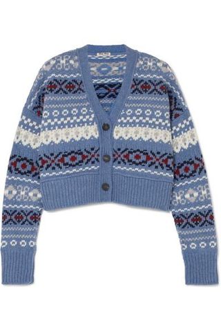 Miu Miu + Cropped Fair Isle Wool Cardigan