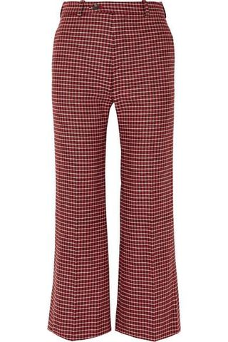Chloé + Cropped Checked Wool-blend Wide-leg Pants