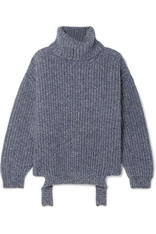 Balenciaga + Ribbed Mélange Wool Turtleneck Sweater