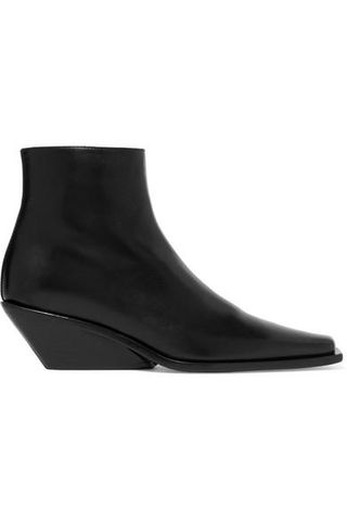 ANN DEMEULEMEESTER + Glossed-leather Ankle Boots