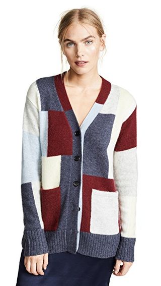 Adam Lippes + Brushed Cashmere Knit Patchwork Cardigan