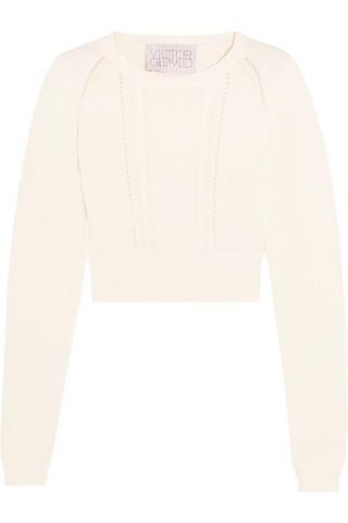 Victor Glemaud + Cropped Open-Back Cotton and Cashmere-Blend Sweater