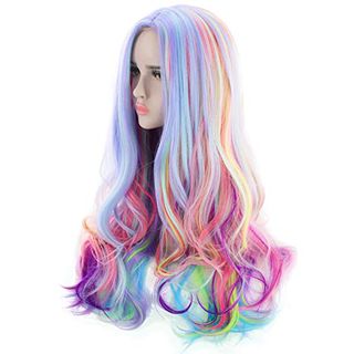 Amazon + AGPtek Wavy Rainbow Hair Wig
