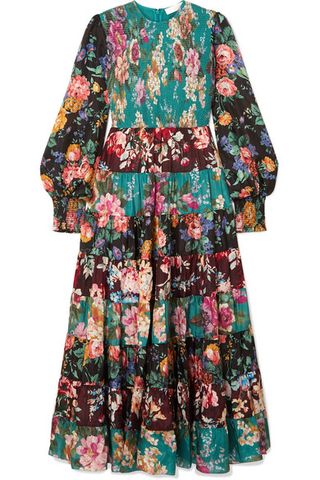 Zimmermann + Allia Tiered Floral-Print Silk Maxi Dress