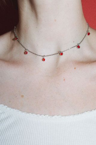Brandy Melville + Red Rhinestone Charm Necklace