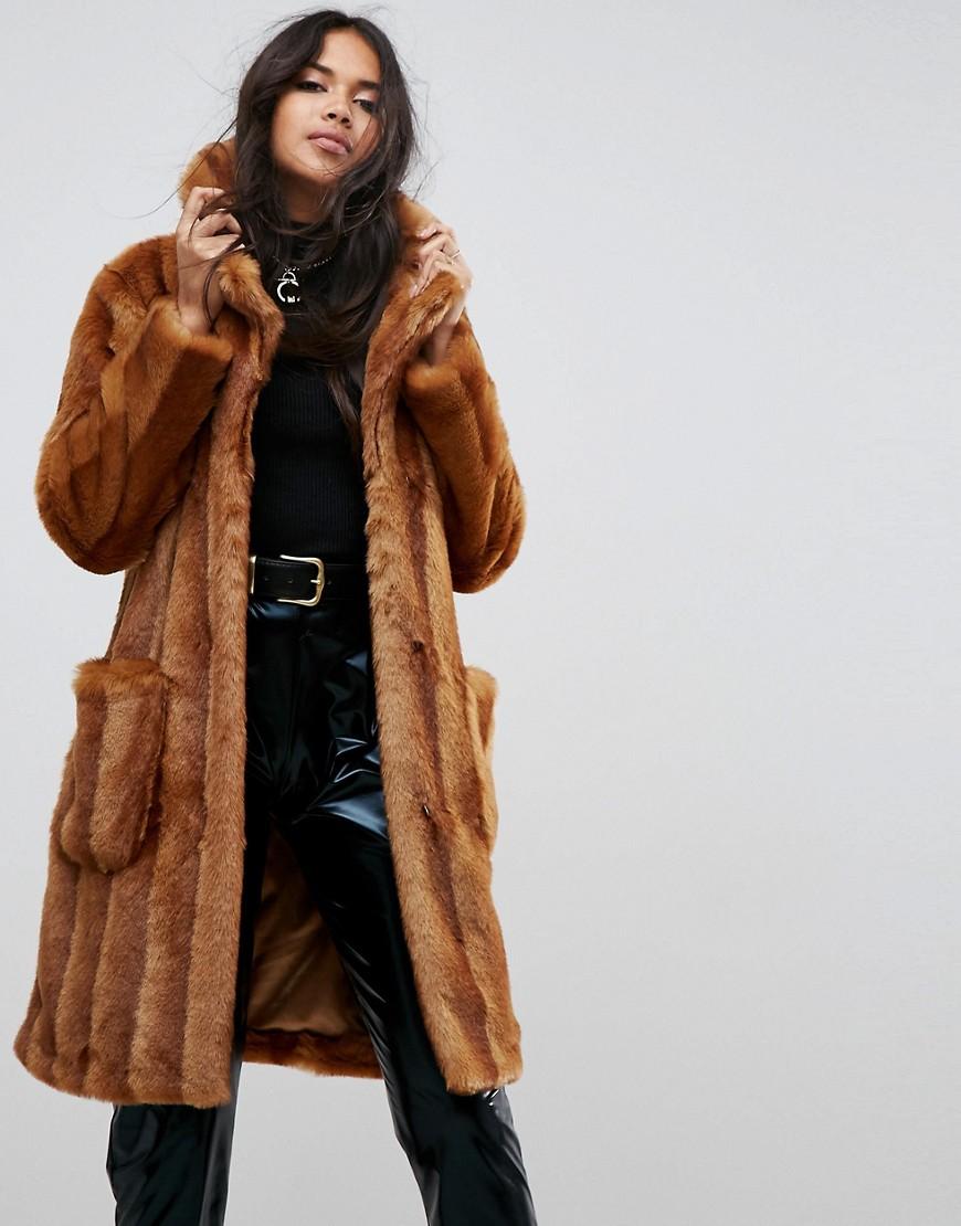ASOS + Faux Fur Midi Coat