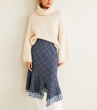 Mango + Checkered Asymmetric Skirt